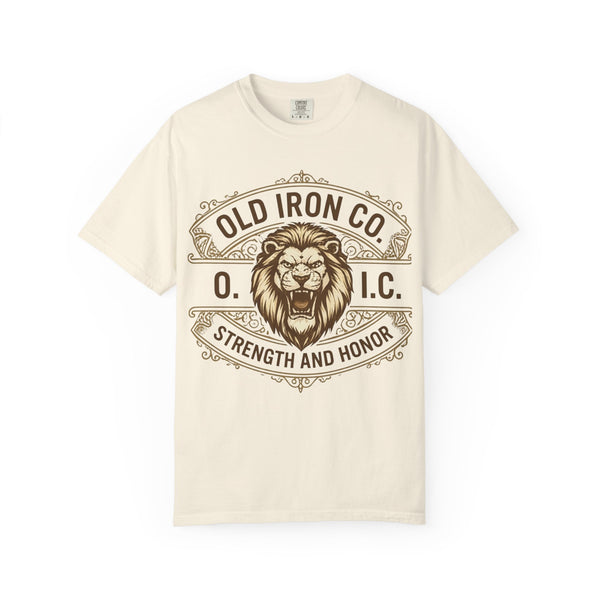 Old Iron Co Lion Crest T-Shirt | Strength and Honor vintage emblem