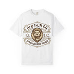 Old Iron Co Lion Crest T-Shirt | Strength and Honor vintage emblem
