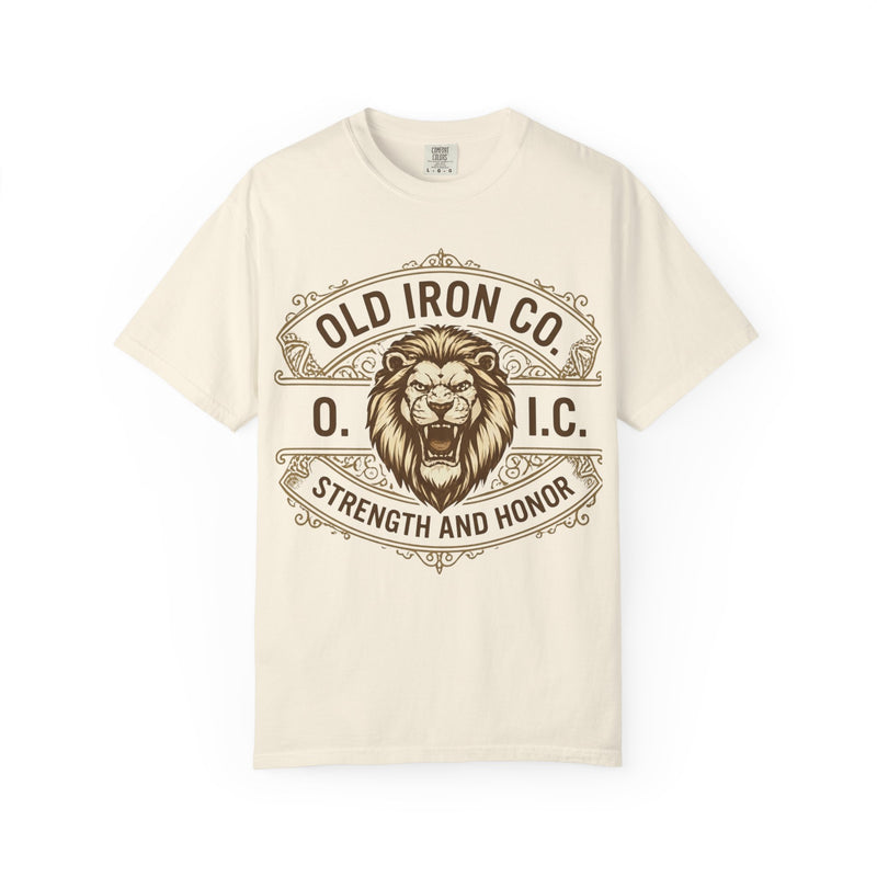 Old Iron Co Lion Crest T-Shirt | Strength and Honor vintage emblem